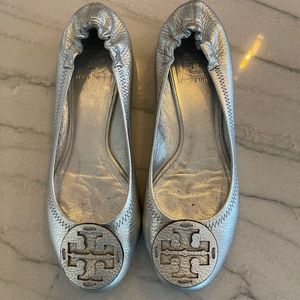 Tory Burch Reva Ballet flats silver size 8 1/2